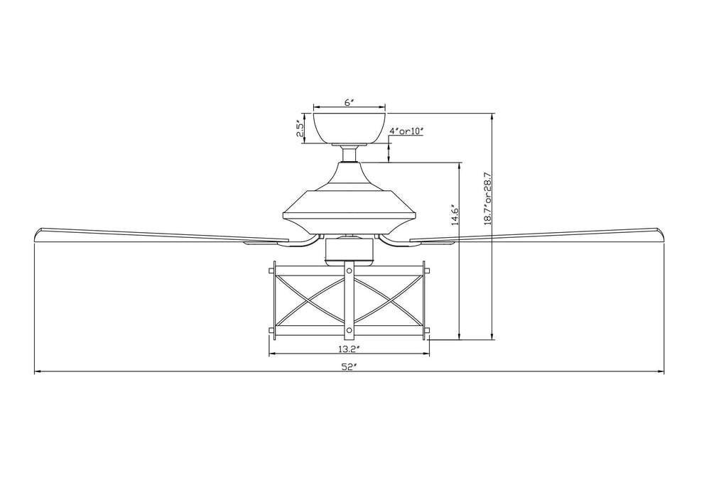 52" Wisner Industrial Downrod Mount Reversible Ceiling Fan with Lighting and Remote Control - ParrotUncle