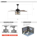 52" Wisner Industrial Downrod Mount Reversible Ceiling Fan with Lighting and Remote Control - ParrotUncle