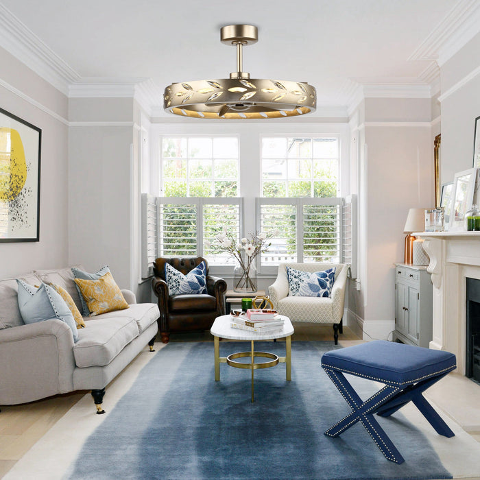 Perimost 29 Inch Antique Silver Downrod Mount Luxury Fandelier with Light and Remote Control