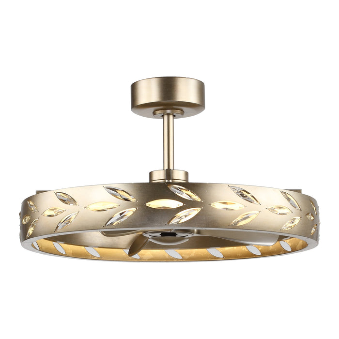 Perimost 29 Inch Antique Silver Downrod Mount Luxury Fandelier with Light and Remote Control