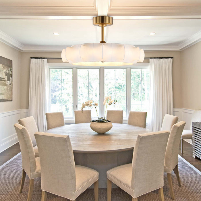 Perimost 30 Inch Electroplated Golden Downrod Mount Luxury Fandelier with Light and Remote Control