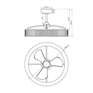 Perimost 29 Inch Lynn Golden Downrod Mount Luxury Caged Ceiling Fan With Light