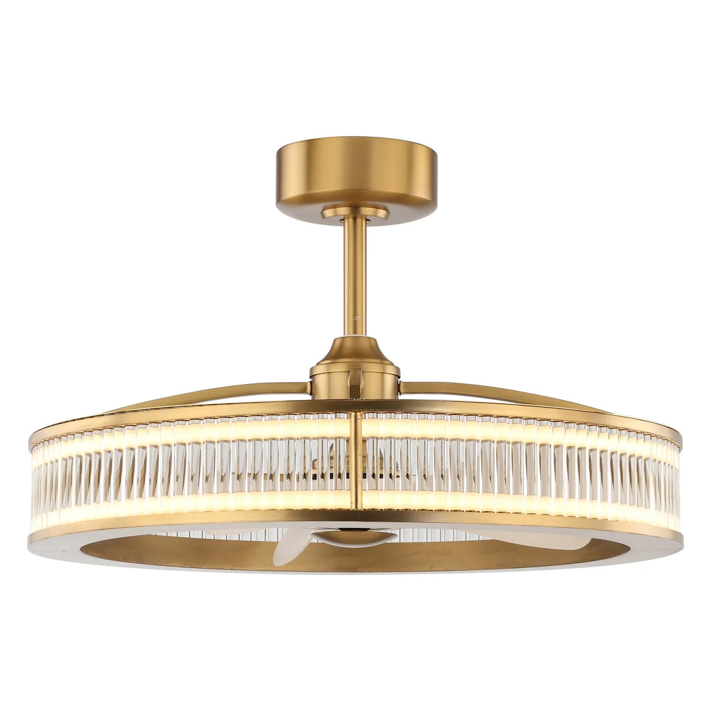 Perimost 29 Inch Lynn Golden Downrod Mount Luxury Caged Ceiling Fan Wi ...