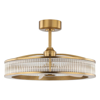 Perimost 29 Inch Lynn Golden Downrod Mount Luxury Caged Ceiling Fan With Light