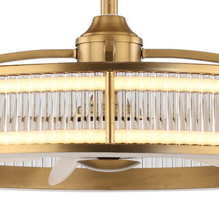 Perimost 29 Inch Lynn Golden Downrod Mount Luxury Caged Ceiling Fan With Light
