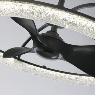 Perimost 32 Inch Black Downrod Mount Luxury Caged Ceiling Fan with Light and Remote Control