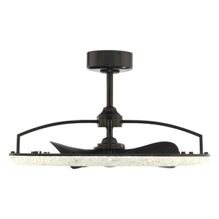 Perimost 32 Inch Black Downrod Mount Luxury Caged Ceiling Fan with Light and Remote Control