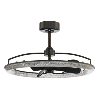 Perimost 32 Inch Black Downrod Mount Luxury Caged Ceiling Fan with Light and Remote Control