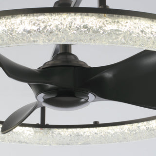 Perimost 32 Inch Black Downrod Mount Luxury Caged Ceiling Fan with Light and Remote Control