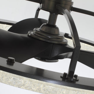 Perimost 32 Inch Black Downrod Mount Luxury Caged Ceiling Fan with Light and Remote Control