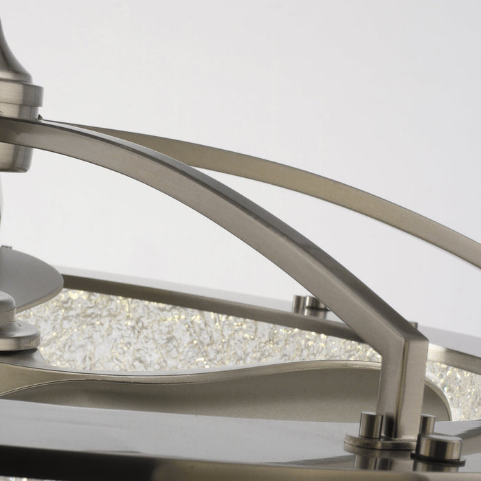 Perimost 33 Inch Satin Nickel Downrod Mount Luxury Fandelier with Light and Remote Control