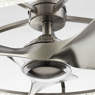 Perimost 33 Inch Satin Nickel Downrod Mount Luxury Caged Ceiling Fan with Light and Remote Control