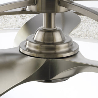 Perimost 33 Inch Satin Nickel Downrod Mount Luxury Caged Ceiling Fan with Light and Remote Control