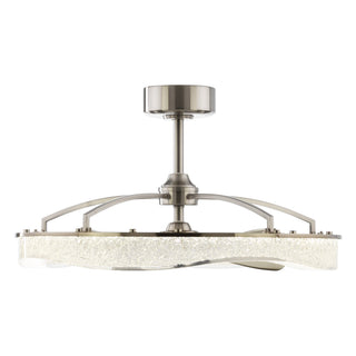 Perimost 33 Inch Satin Nickel Downrod Mount Luxury Caged Ceiling Fan with Light and Remote Control