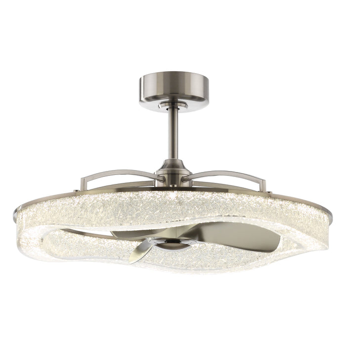 Perimost 33 Inch Satin Nickel Downrod Mount Luxury Fandelier with Light and Remote Control