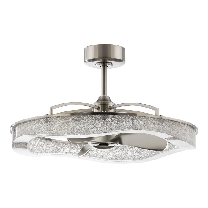 Perimost 33 Inch Satin Nickel Downrod Mount Luxury Fandelier with Light and Remote Control