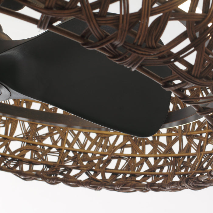 Perimost 35 Inch Golden Bronze Downrod Mount Luxury Fandelier with Light and Remote Control