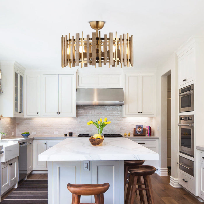 Perimost 31 Inch Electroplated Golden Downrod Mount Luxury Fandelier with Light and Remote Control