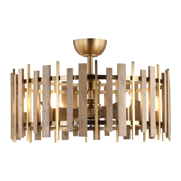 Perimost 31 Inch Electroplated Golden Downrod Mount Luxury Fandelier with Light and Remote Control