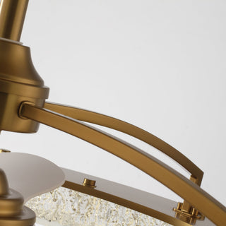 Perimost 32 Inch Electroplated Golden Downrod Mount Luxury Caged Ceiling Fan with Light and Remote Control