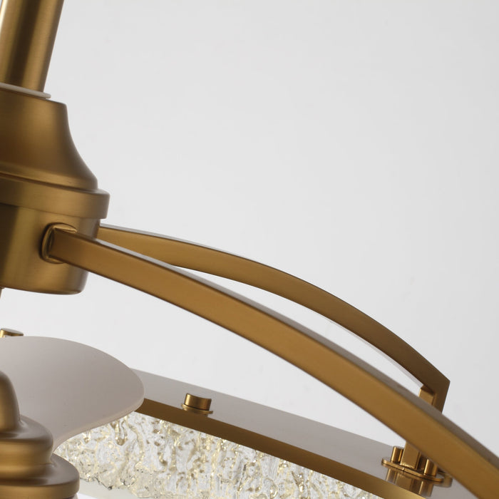 Perimost 32 Inch Electroplated Golden Downrod Mount Luxury Fandelier with Light and Remote Control