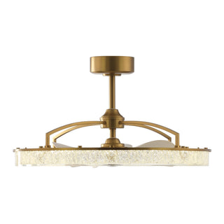 Perimost 32 Inch Electroplated Golden Downrod Mount Luxury Caged Ceiling Fan with Light and Remote Control