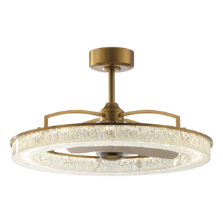 Perimost 32 Inch Electroplated Golden Downrod Mount Luxury Caged Ceiling Fan with Light and Remote Control