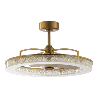 Perimost 32 Inch Electroplated Golden Downrod Mount Luxury Caged Ceiling Fan with Light and Remote Control