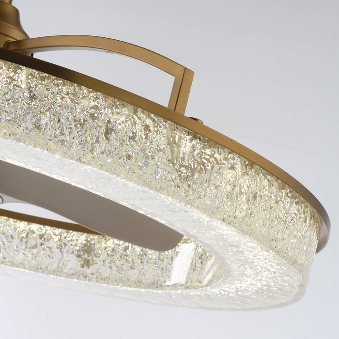 Perimost 32 Inch Electroplated Golden Downrod Mount Luxury Fandelier with Light and Remote Control