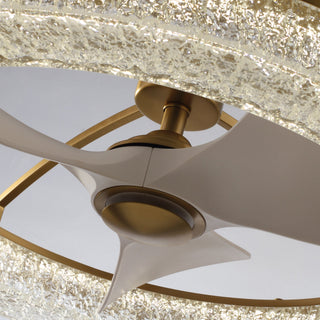 Perimost 32 Inch Electroplated Golden Downrod Mount Luxury Caged Ceiling Fan with Light and Remote Control