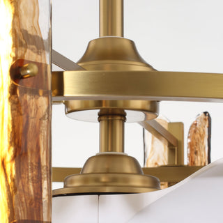 Perimost 32 Inch Electroplated Golden Downrod Mount Luxury Caged Ceiling Fan With Light and Remote Control
