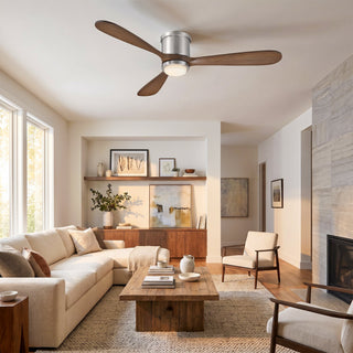 52" Mayna Flush Mount Ceiling Fan,Solid Wood Blades