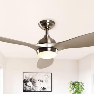 56" Bernardino Hamptons Modern Brushed Nickel DC Motor Downrod Mount Reversible Ceiling Fan with Lighting and Remote Control