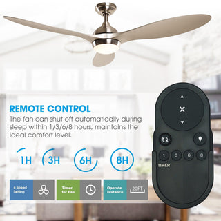 56" Bernardino Hamptons Modern Brushed Nickel DC Motor Downrod Mount Reversible Ceiling Fan with Lighting and Remote Control
