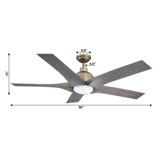 56" Genoa Hamptons Farmhouse DC Motor Downrod Mount Reversible Ceiling Fan with Lighting and Remote Control