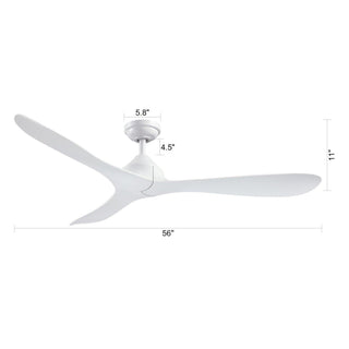 56" Hamptons Modern DC Motor Downrod Mount Reversible Ceiling Fan with Remote Control