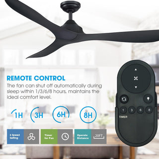 56" Hamptons Modern DC Motor Downrod Mount Reversible Ceiling Fan with Remote Control
