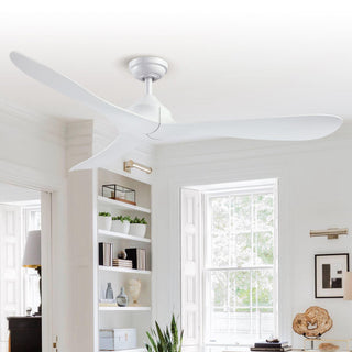 56" Hamptons Modern DC Motor Downrod Mount Reversible Ceiling Fan with Remote Control