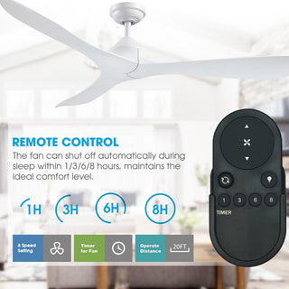 56" Hamptons Modern DC Motor Downrod Mount Reversible Ceiling Fan with Remote Control