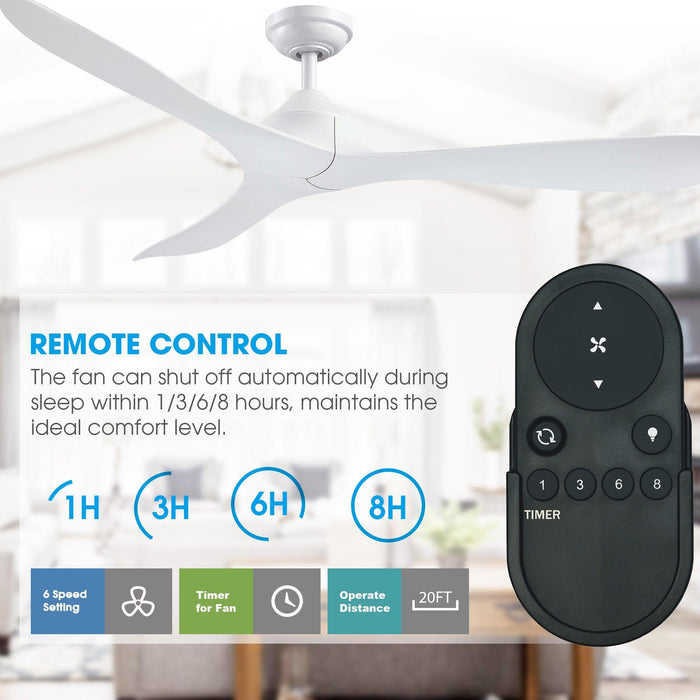 56" Modern DC Motor Downrod Mount Reversible Ceiling Fan with Remote Control - ParrotUncle