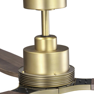 56 Inch Hamptons Soft Brass Solid Wood Blades LED Ceiling Fan with Remote Control
