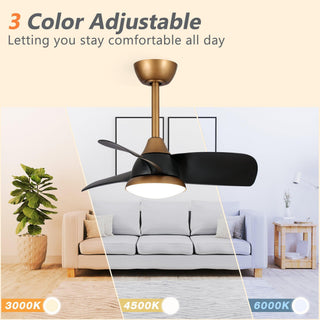 28" Modern DC Motor Downrod Mount Reversible Ceiling Fan with LED Lighting and Remote Control