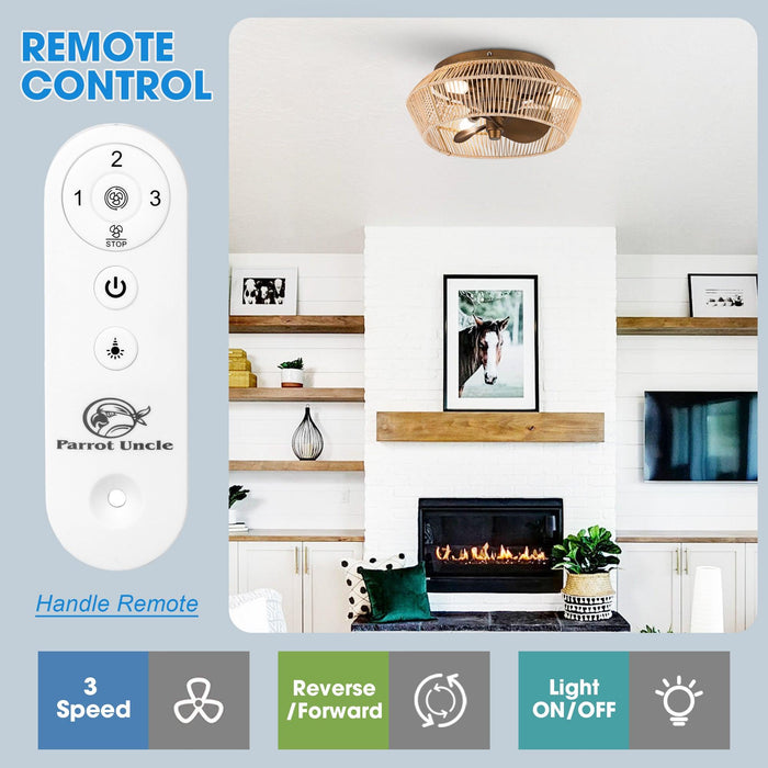 14" Farmhouse DC Motor Flush Mount Reversible Iron Ceiling Fan with LED Lighting and Remote Control