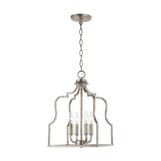4-Light Hamptons Modern Silver Island Pendant Lighting With Adjustable Hanging Length
