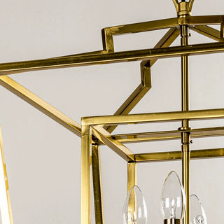 4-Light Copper Iron Hamptons Transitional Caged Chandelier with Adjustable Hanging Length