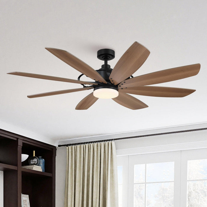 60" Antone Industrial DC Motor Downrod Mount Reversible Ceiling Fan with Lighting and Remote Control - ParrotUncle