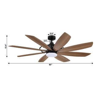 60" Antone Hamptons Industrial DC Motor Downrod Mount Reversible Ceiling Fan with Lighting and Remote Control
