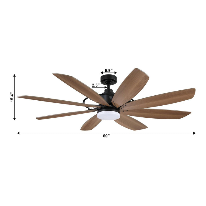 60" Antone Industrial DC Motor Downrod Mount Reversible Ceiling Fan with Lighting and Remote Control - ParrotUncle
