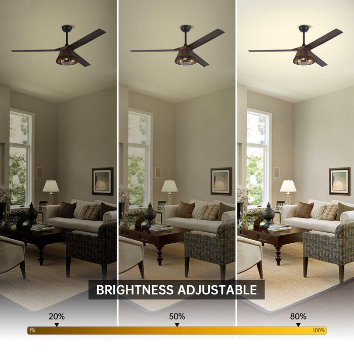 60" Farmhouse Downrod Mount Reversible Ceiling Fan with Lighting and Remote Control - ParrotUncle
