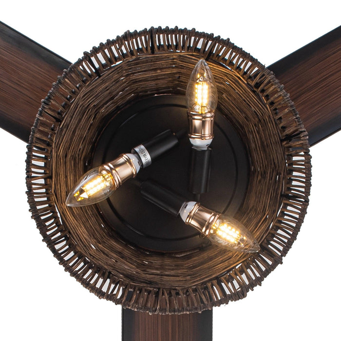 60" Farmhouse Downrod Mount Reversible Ceiling Fan with Lighting and Remote Control - ParrotUncle